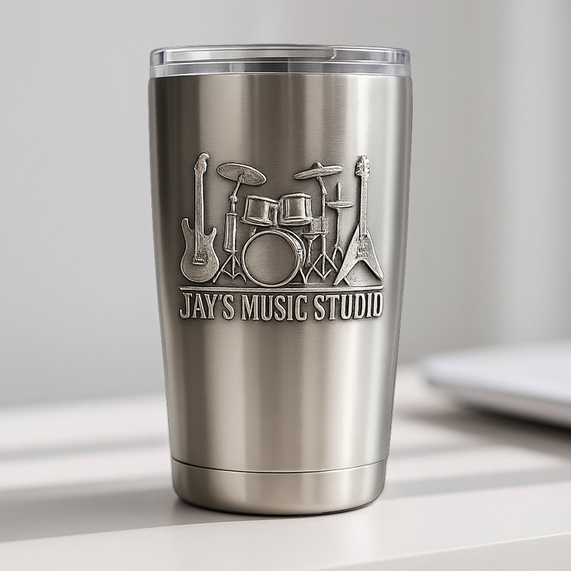 Personalized Rock Band Instrument Stainless Steel Tumbler Custom Name Gift for Guitarist Drummer Bassist Band Members Music Lovers for Performances Birthdays Holiday Parties