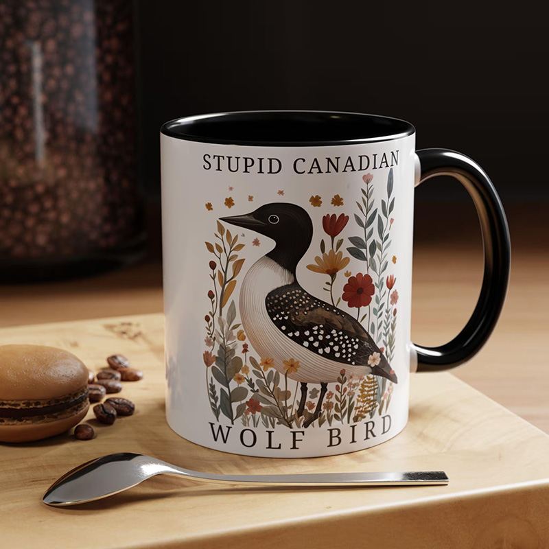 Personalized Stupid Canadian Wolf Bird Pottery Mug Heated Movie Rivalry Mug Hollander Rozanov Mug LGBT Hockey Romance Mug for TV Lovers Book Lovers