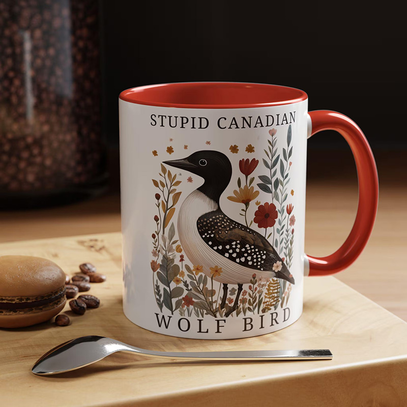 Personalized Stupid Canadian Wolf Bird Pottery Mug Heated Movie Rivalry Mug Hollander Rozanov Mug LGBT Hockey Romance Mug for TV Lovers Book Lovers