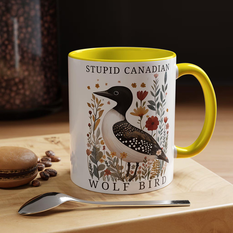 Personalized Stupid Canadian Wolf Bird Pottery Mug Heated Movie Rivalry Mug Hollander Rozanov Mug LGBT Hockey Romance Mug for TV Lovers Book Lovers