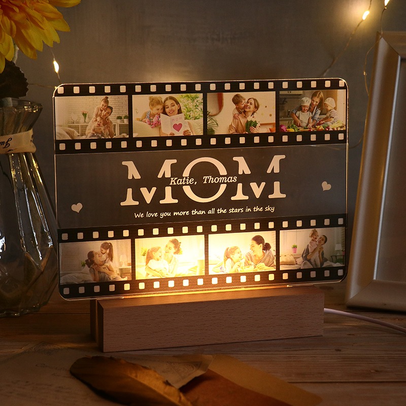Personalized Mother's Day LED Night Light Custom with Photo and Text for Mom for Birthday Mother Day