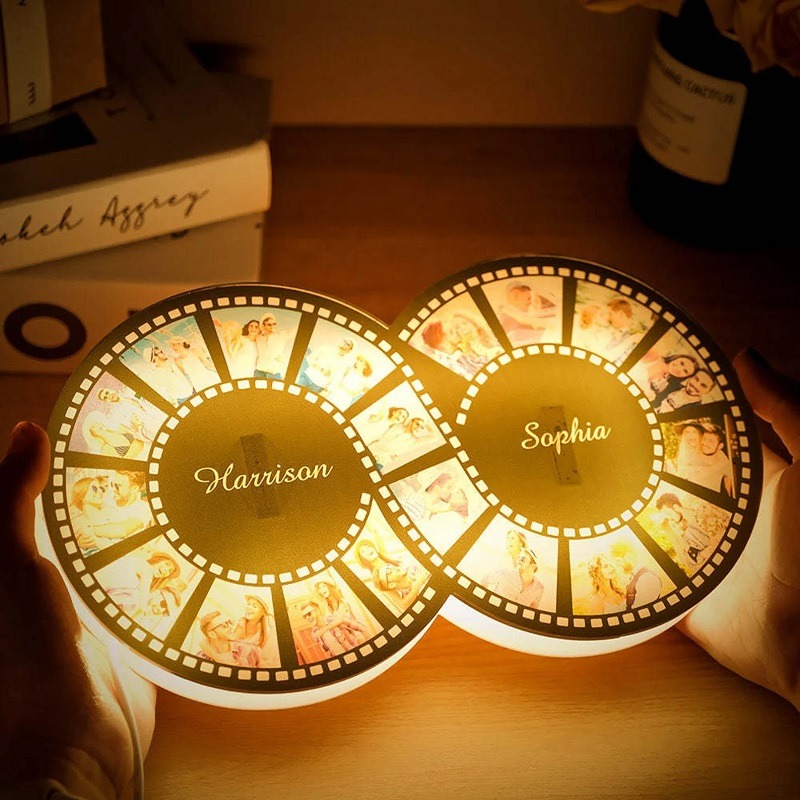 Personalized Retro Infinity Photo Film Night Light Perfect Gift for Couple Family for Movie Lovers Photography Lovers