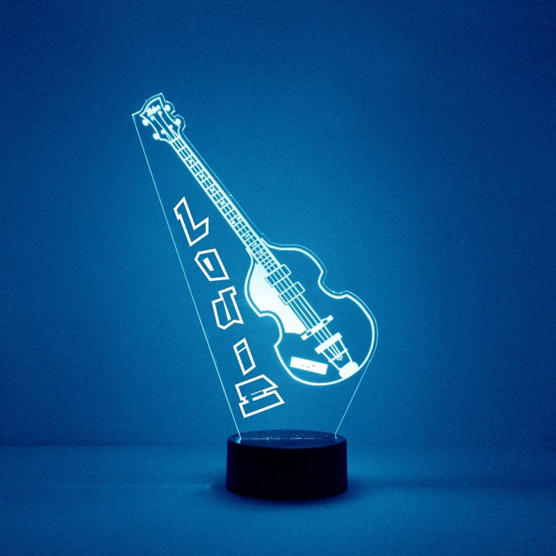 Personalized Guitar LED Night Light Music Decor Lamp Custom with Name Gift for Musicians Guitarists