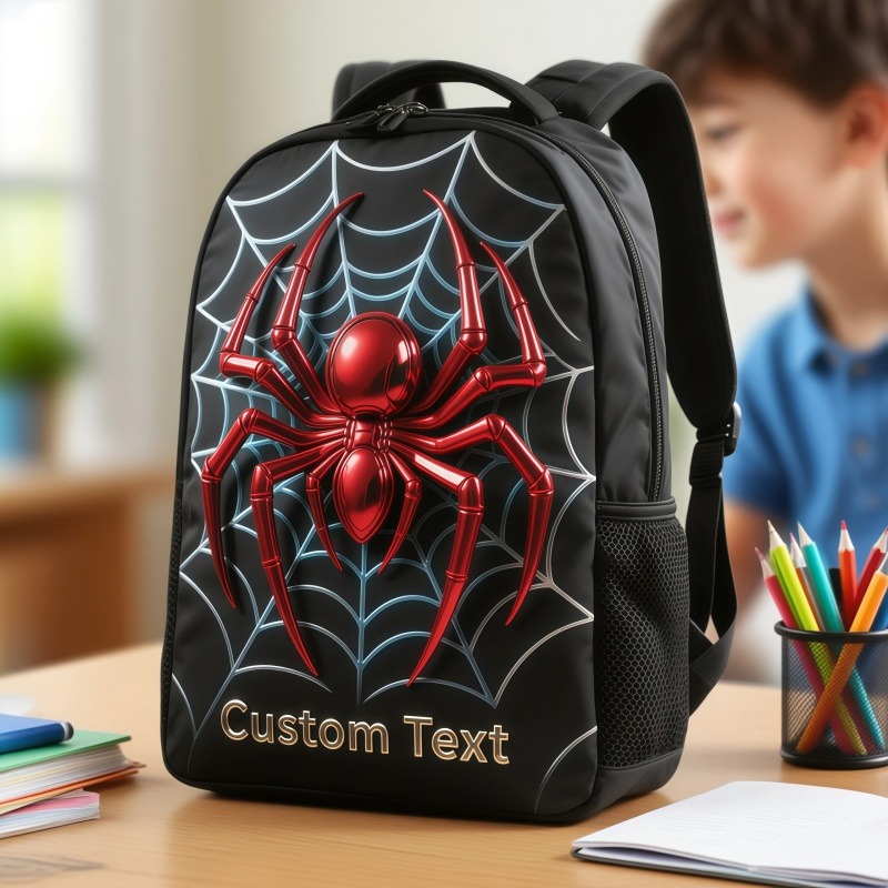Personalized Spider Web Hero Theme Backpack Custom Name for Kids Movie Lovers Birthday Black to School Christmas Gift