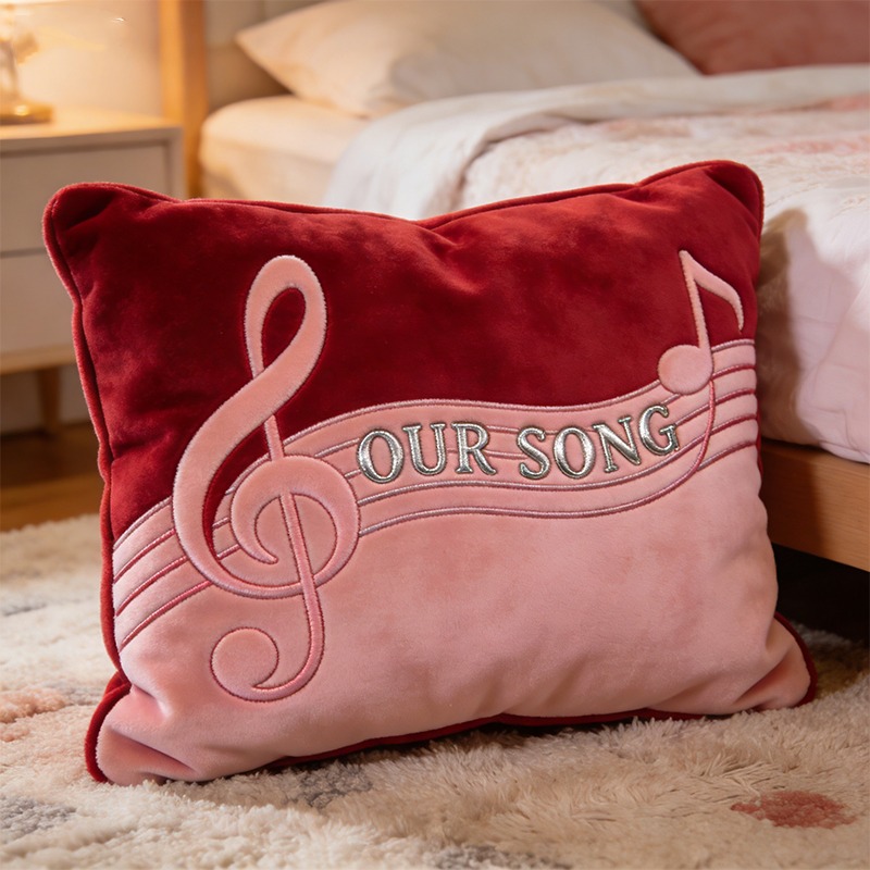 Personalized Valentine Theme Love Melody Note Pillow Custom Names Gift for Her for Anniversary Wedding
