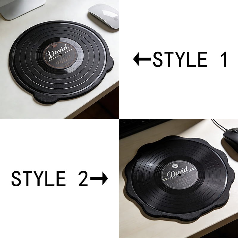 Personalized Record Themed Mousepads Custom Work or Gaming Desk Mat Gift for Music Lover for Hpme Music Studio