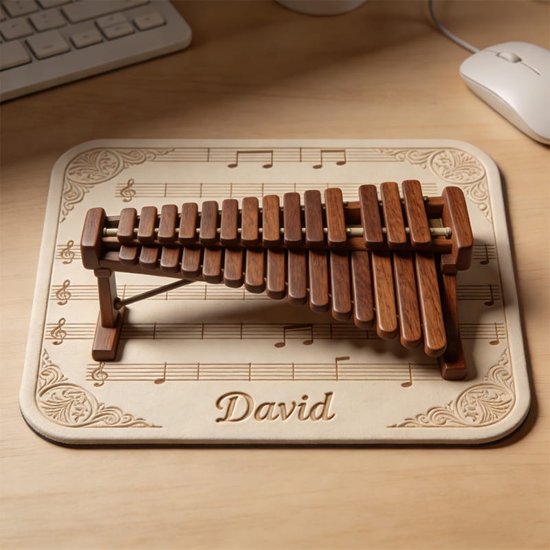 Personalized Xylophone Themed Mousepads Custom Work or Gaming Desk Mat Gift for Music Lover for Music Studio