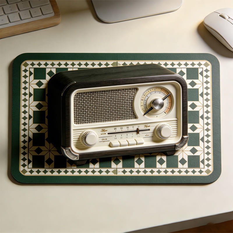Personalized Retro Radio Themed Mousepads Custom Work or Gaming Desk Mat Gift for Music Lover for Mother Father Grandma Grandpa