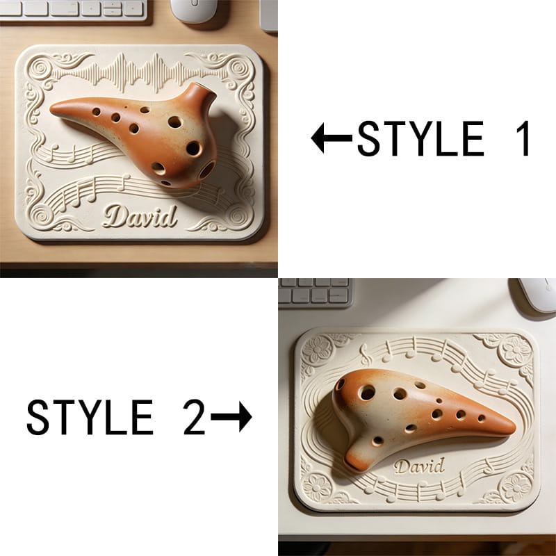 Personalized Ocarina Themed Mousepads Custom Work or Gaming Desk Mat Gift for Music Lover for Music Studio