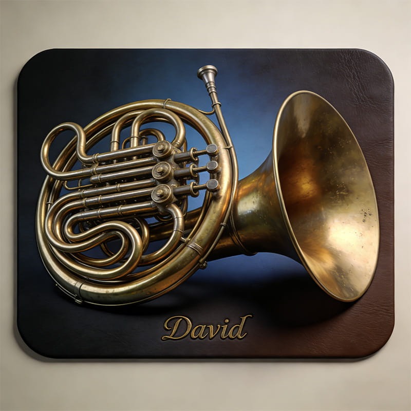 Personalized French Horn Themed Mousepads Custom Work or Gaming Desk Mat Gift for Music Lover for Music Studio