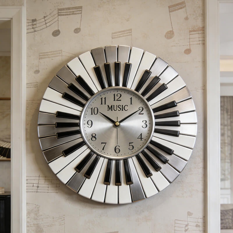 Personalized Piano Key Themed Wall Clock Unique Custom Title Gift for Pianist Music Lovers for Home and Music Classroom