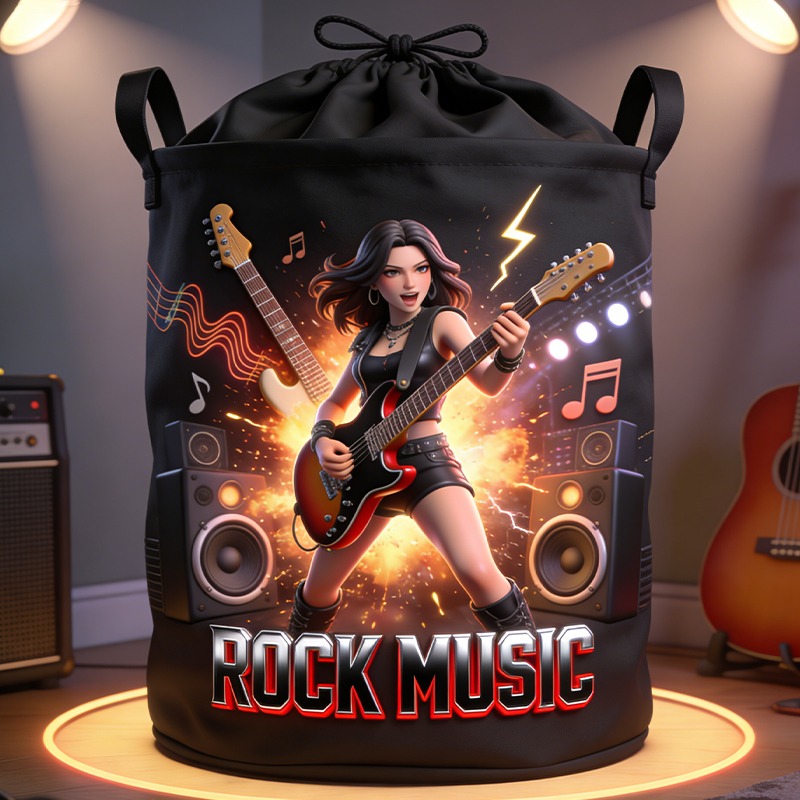 Personalized Rock Musician Theme Storage Basket for Laundry Toys Organizer Laundry Hamper for Music Lovers Band Members