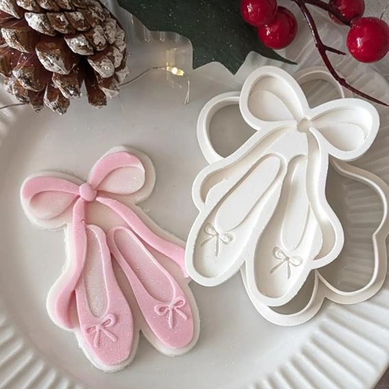 Personalized Ballet Shoes Cookie Cutter and 3D Layered Embosser Fondant Stamp for Holiday Dance Party Baking Tool for Dance Lovers for Her