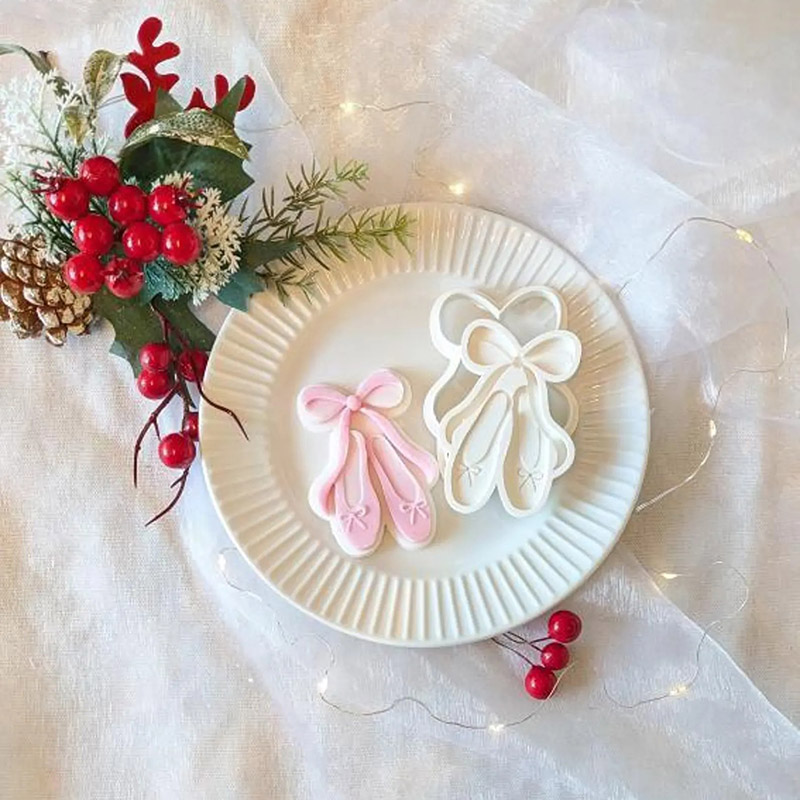 Personalized Ballet Shoes Cookie Cutter and 3D Layered Embosser Fondant Stamp for Holiday Dance Party Baking Tool for Dance Lovers for Her