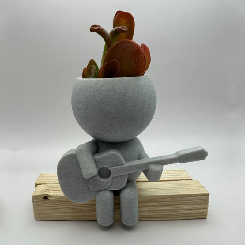 Personalized Acoustic Guitar Player Succulent Plant Pot Air Plant Holder 3D Printed Flower Pot Gift for Guitarist Music Lovers