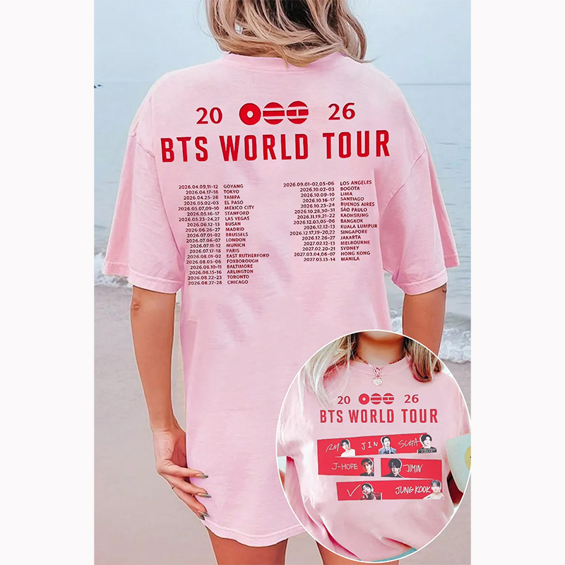 Personalized BTS Tour Shirt K-pop Fan Tee T-Shirt Gift for BTS ARMY for Concert