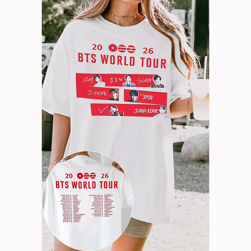 Personalized BTS Tour Shirt K-pop Fan Tee T-Shirt Gift for BTS ARMY for Concert