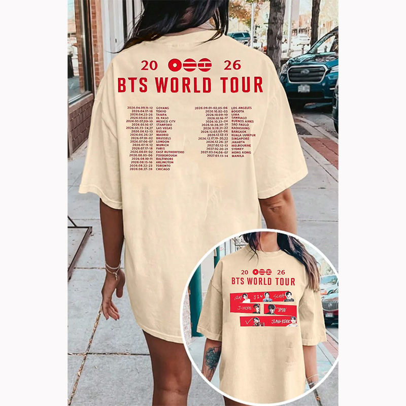 Personalized BTS Tour Shirt K-pop Fan Tee T-Shirt Gift for BTS ARMY for Concert