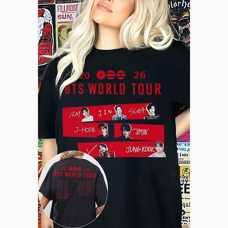 Personalized BTS Tour Shirt K-pop Fan Tee T-Shirt Gift for BTS ARMY for Concert