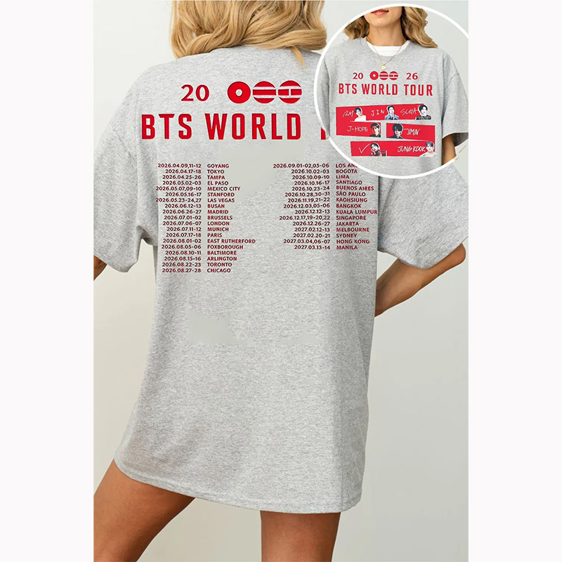 Personalized BTS Tour Shirt K-pop Fan Tee T-Shirt Gift for BTS ARMY for Concert