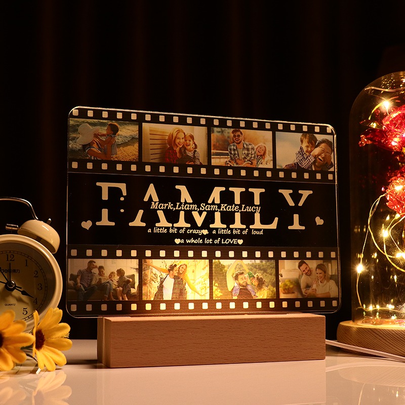 Personalized Film FAMILY Photo LED Night Light Custom with Photo and Text for Mom Father Grandma Grandpa