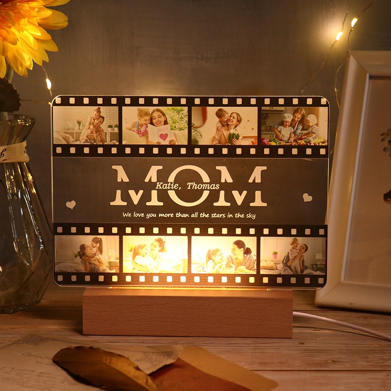 Personalized Mother's Day LED Night Light Custom with Photo and Text for Mom for Birthday Mother Day