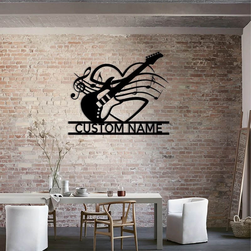 Personalized Electric Guitar Metal Wall Hanging Custom with Photo and Text Gift for Guitarists for Music Studio