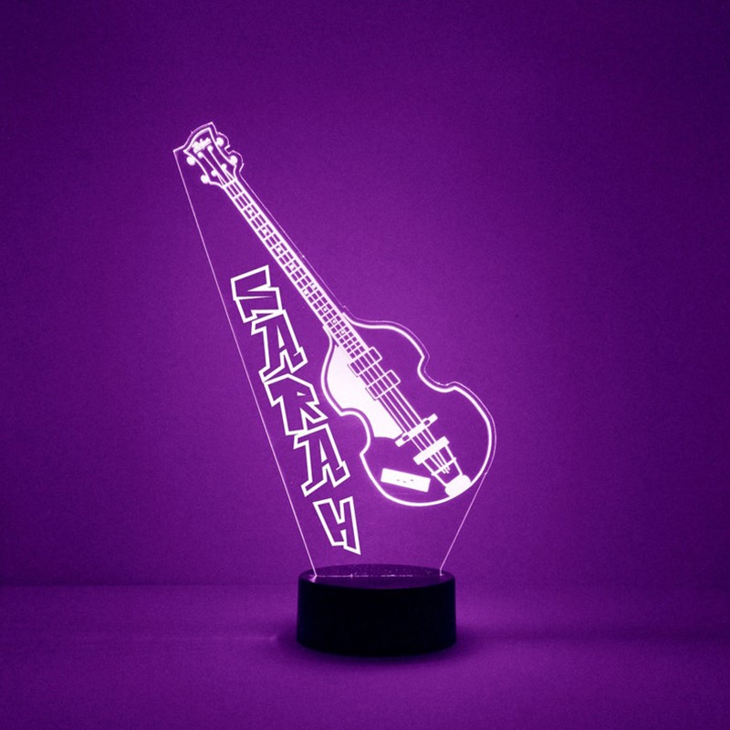 Personalized Guitar LED Night Light Music Decor Lamp Custom with Name Gift for Musicians Guitarists