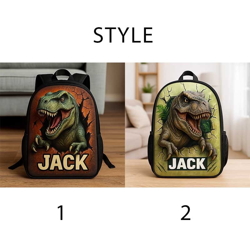 Personalized Children's Dinosaur Lover Themed Schoolbag Custom Name for Kids Movie Lovers Birthday Black to School Christmas Gift