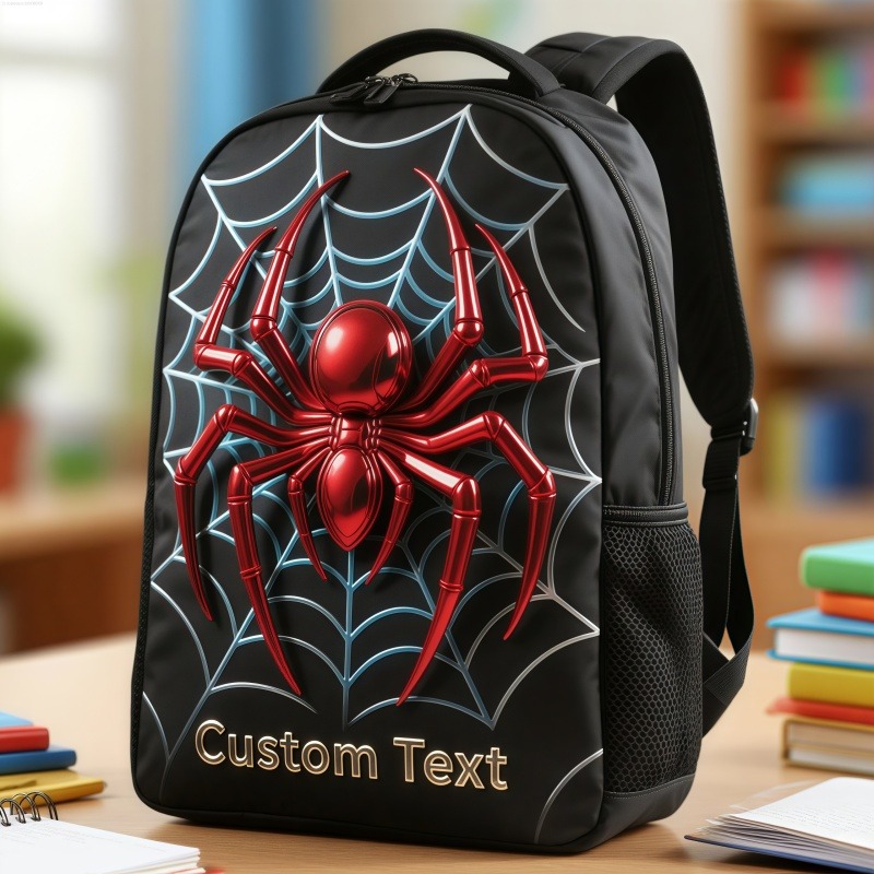 Personalized Spider Web Hero Theme Backpack Custom Name for Kids Movie Lovers Birthday Black to School Christmas Gift