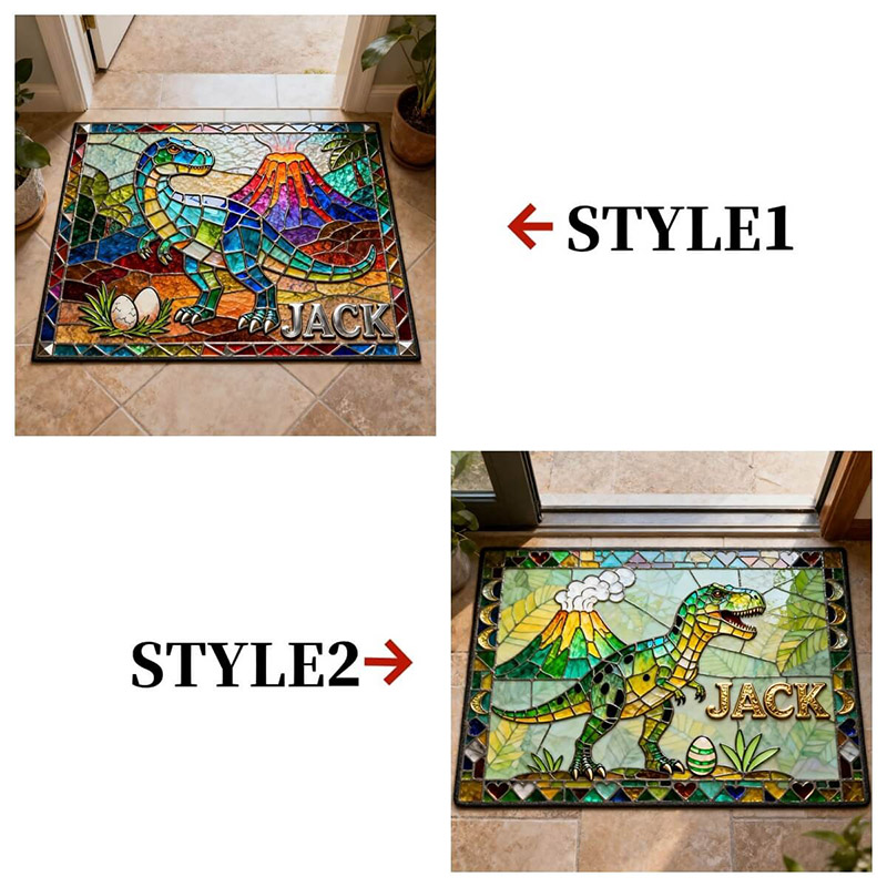 Personalized Cartoon Dinosaur Puzzle Rug Custom Name Gift for Kids Movie Lovers for Birthday Christmas Holiday Party