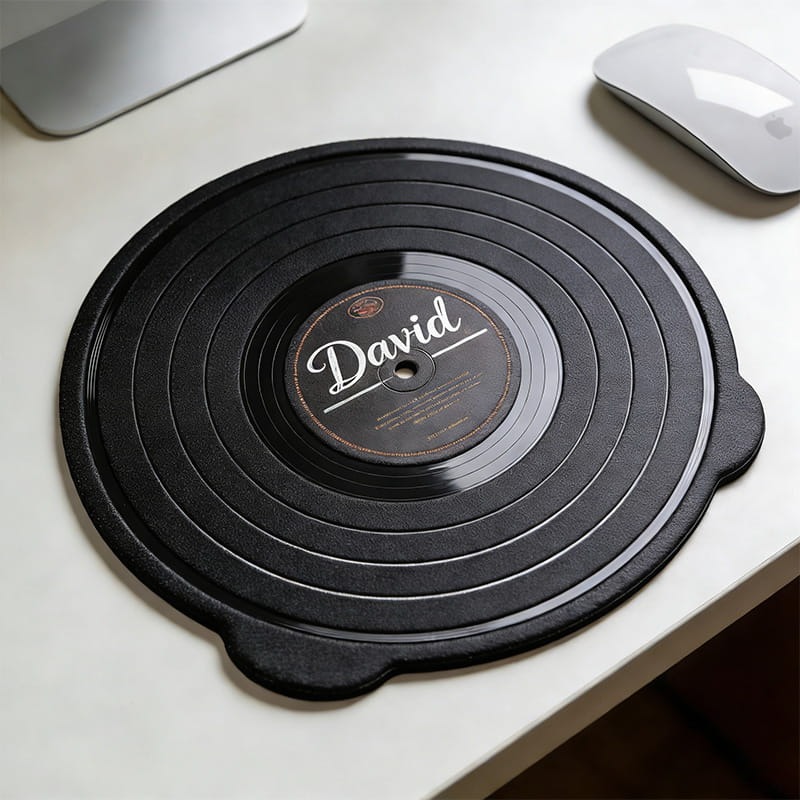 Personalized Record Themed Mousepads Custom Work or Gaming Desk Mat Gift for Music Lover for Hpme Music Studio