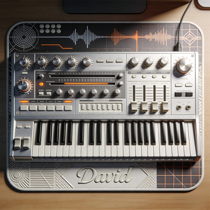 Personalized Synthesizer Themed Mousepads Custom Work or Gaming Desk Mat Gift for Music Lover for Music Studio