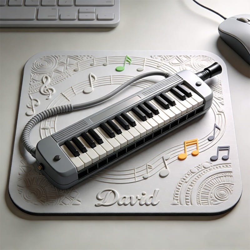 Personalized Harmonica Themed Mousepads Custom Work or Gaming Desk Mat Gift for Music Lover for Music Studio