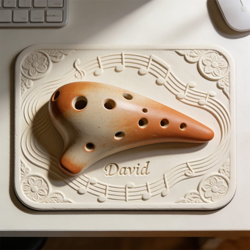 Personalized Ocarina Themed Mousepads Custom Work or Gaming Desk Mat Gift for Music Lover for Music Studio