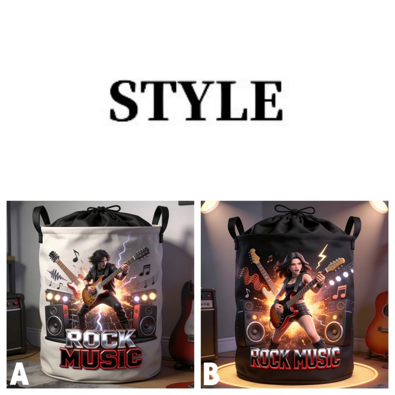 Personalized Rock Musician Theme Storage Basket for Laundry Toys Organizer Laundry Hamper for Music Lovers Band Members