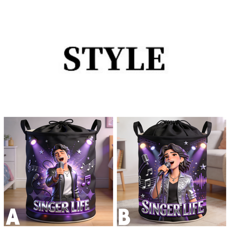 Personalized Singer Theme Storage Basket for Laundry Toys Organizer Laundry Hamper for Music Lovers Singer