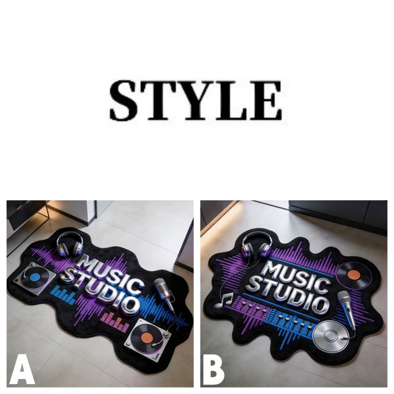 Personalized Music Studio Themed Irregular Rug for Music Lovers Gift for Home and Music Studio