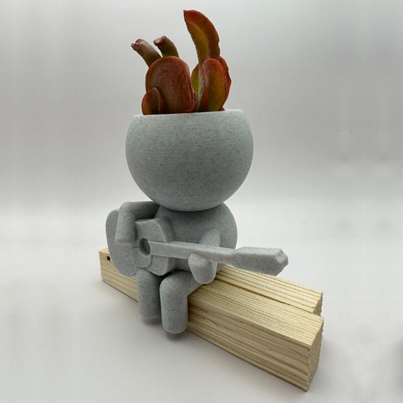 Personalized Acoustic Guitar Player Succulent Plant Pot Air Plant Holder 3D Printed Flower Pot Gift for Guitarist Music Lovers