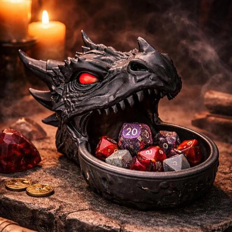 Personalized Dragon Dice Bowl Gothic DnD Dice Holder for DND Game Lovers for Game Night Party
