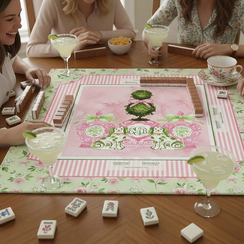 Personalized Large Monogrammed Mahjong Game Mat Table Cover Game Surface Travel Portable Playing for Game Night