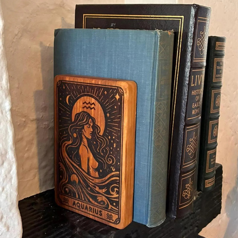 Personalized Zodiac Sign Bookend Pair of Two Bookends Spiritual Home Decor for Library Office or Home