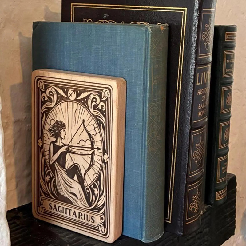 Personalized Zodiac Sign Bookend Pair of Two Bookends Spiritual Home Decor for Library Office or Home