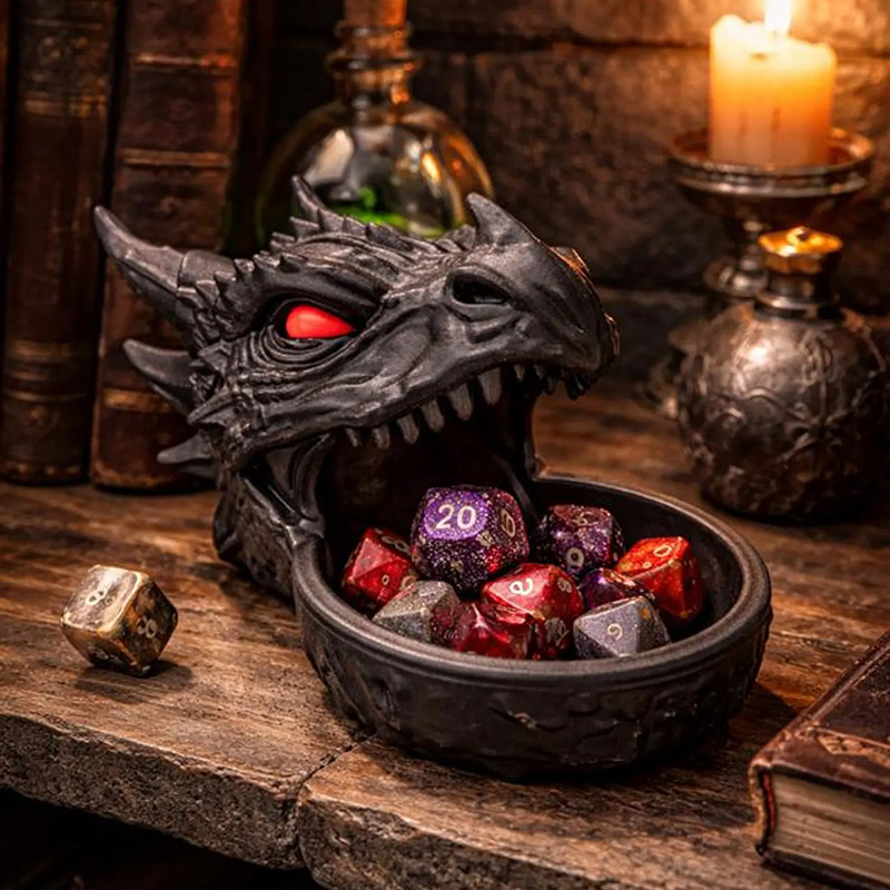 Personalized Dragon Dice Bowl Gothic DnD Dice Holder for DND Game Lovers for Game Night Party
