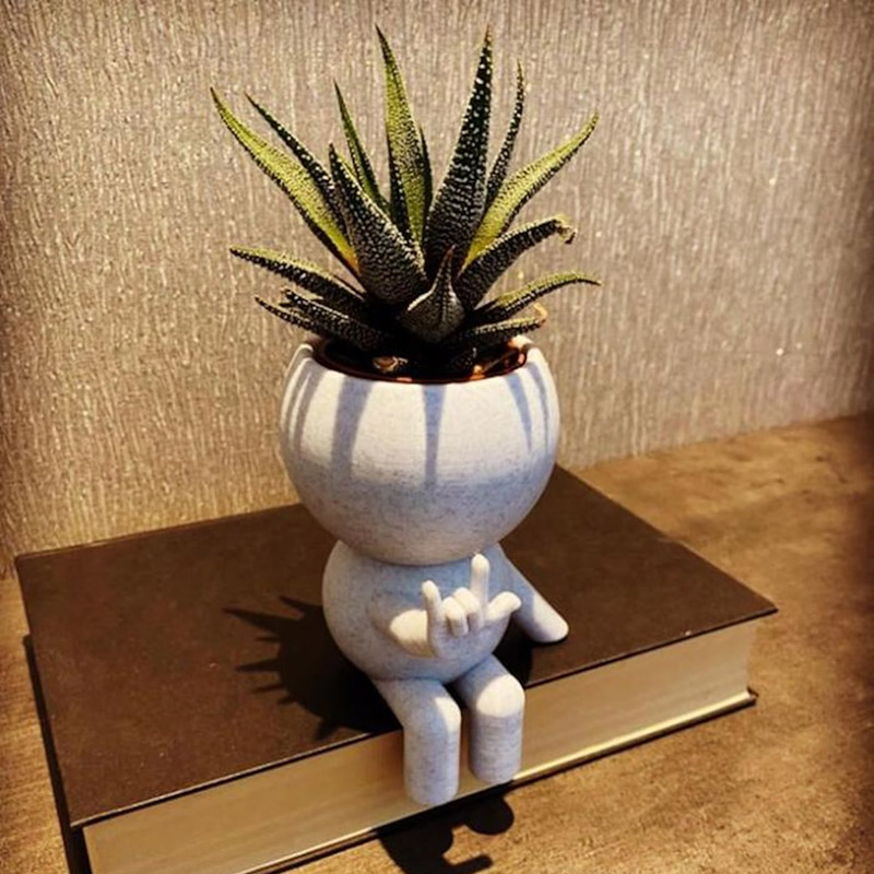 Personalized Signing "I love you" ASL BSL Quirky Plant Pot Whimsical Airplant Holder 3D Printed Flower Pot Gift
