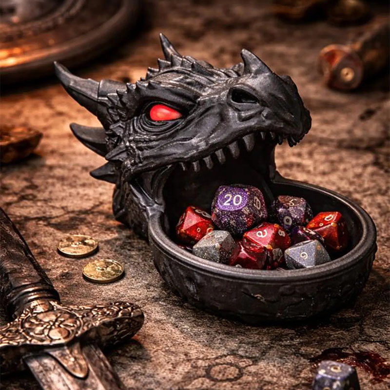 Personalized Dragon Dice Bowl Gothic DnD Dice Holder for DND Game Lovers for Game Night Party