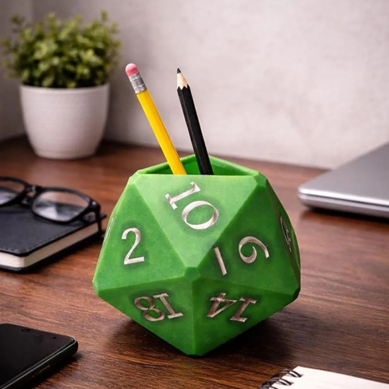 Personalized D20 Dice Pen Holder 3D Print DnD Desk Organizer for DND Game Lovers Magic Lovers