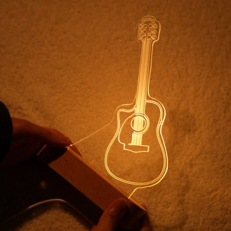 Personalized Guitar LED Night Light Custom with Name Gift for Parents Guitarists Music Lovers