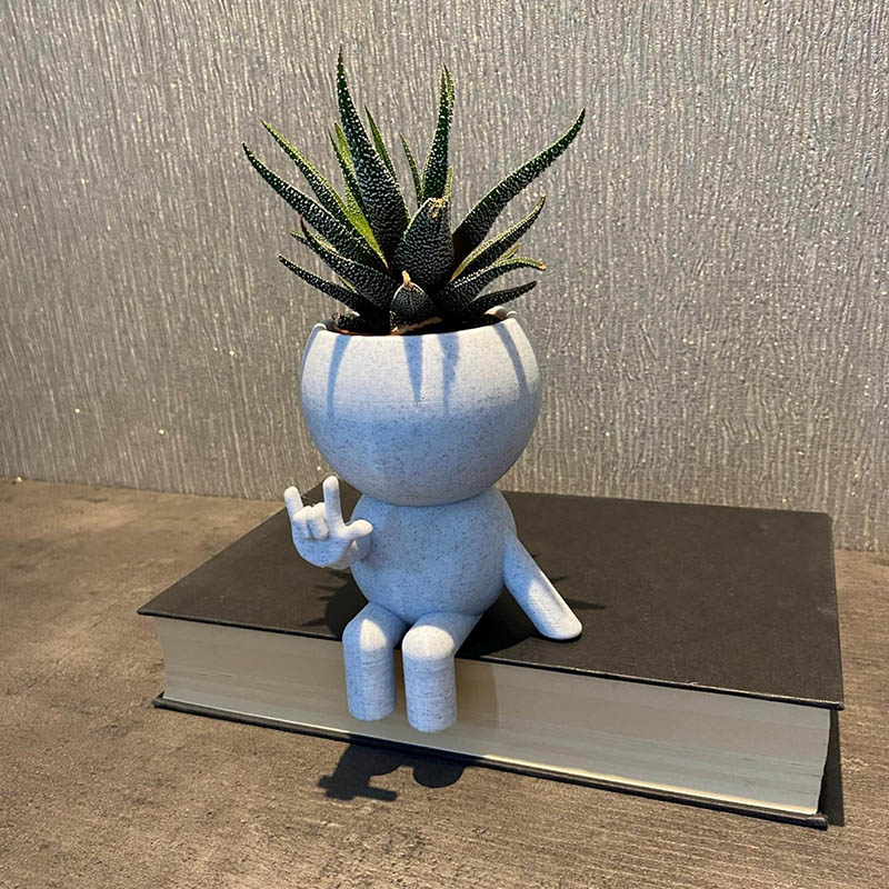 Personalized Signing "I love you" ASL BSL Quirky Plant Pot Whimsical Airplant Holder 3D Printed Flower Pot Gift