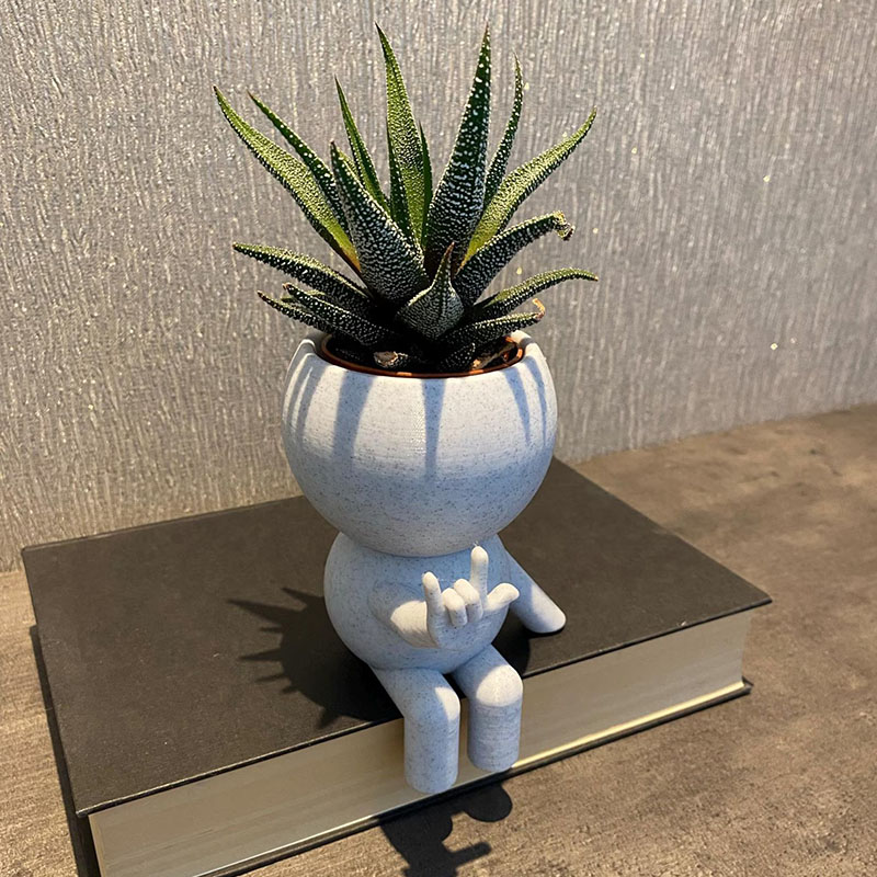 Personalized Signing "I love you" ASL BSL Quirky Plant Pot Whimsical Airplant Holder 3D Printed Flower Pot Gift